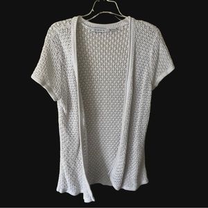 Like Claiborne Women’s White Short Sleeve Cardigan